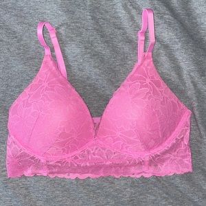 Pink lace push-up bralette